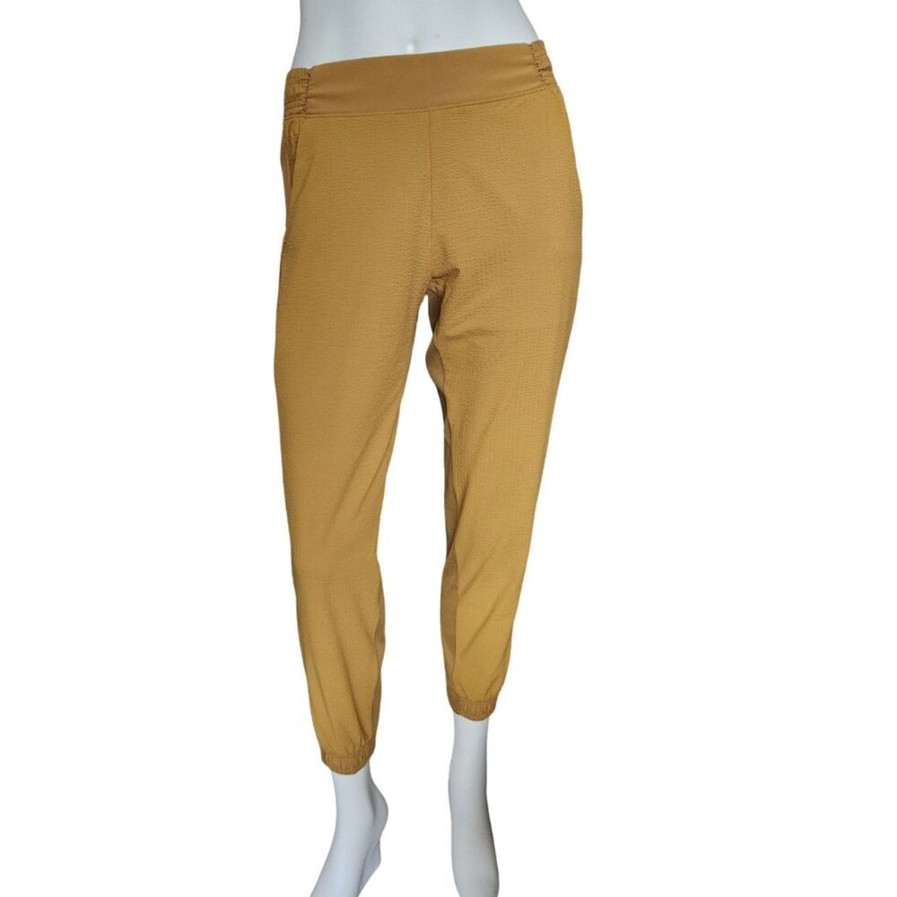 Athleta Textured Brooklyn Jogger Pants Spiced Ochre Gold Womens Size 4P 566689